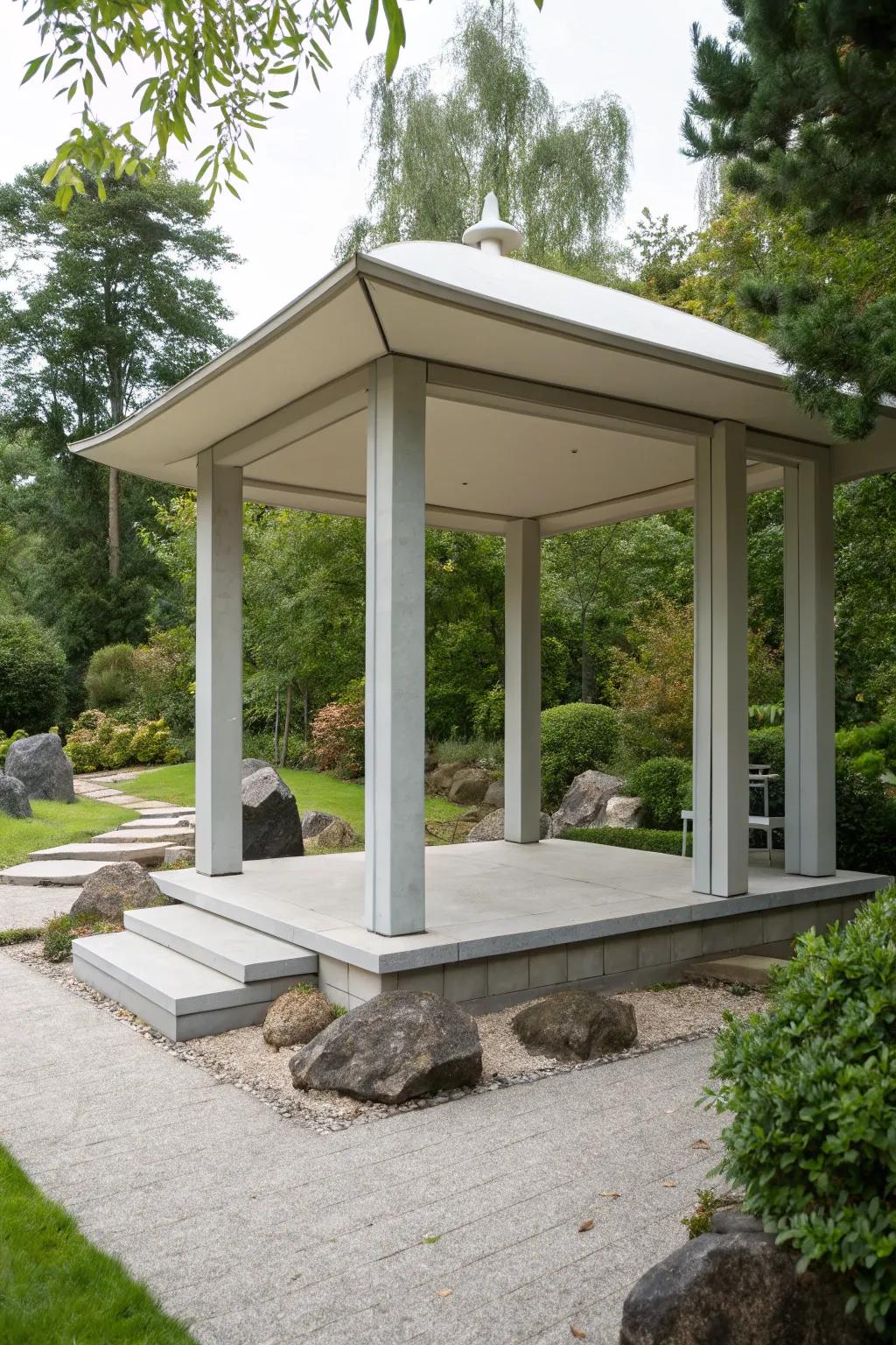 Embrace simplicity with a modern minimalist gazebo.