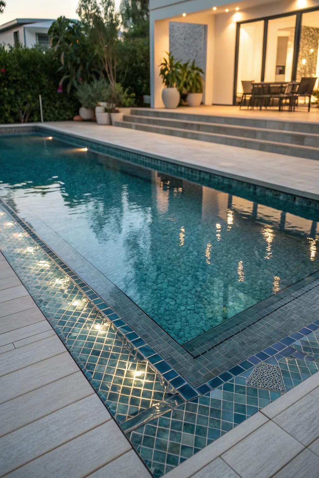 Textured tiles add depth and interest to your pool design.