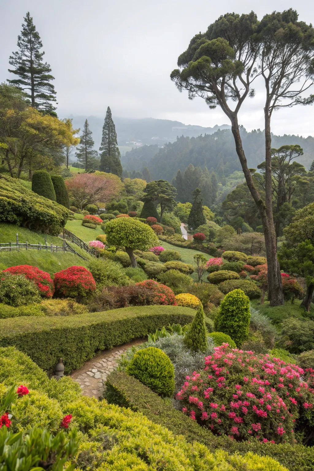 Layered vegetation creates depth and interest in the garden.