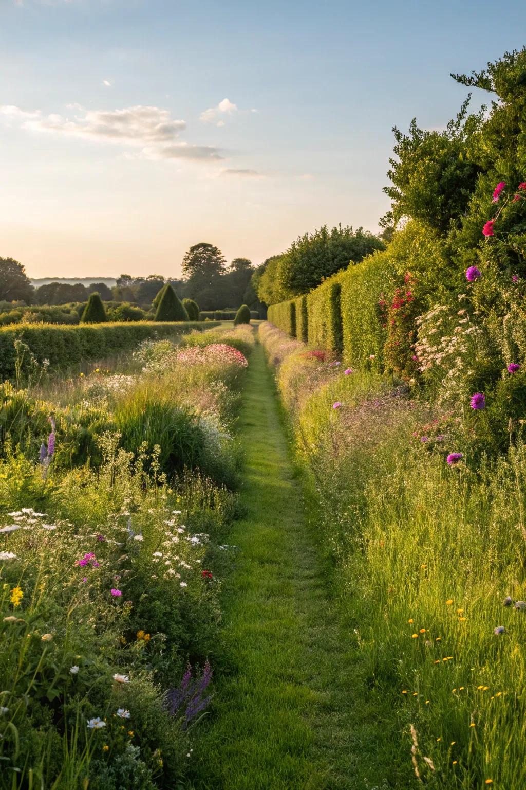 A lush, dense grassy path that feels like a soft green carpet.