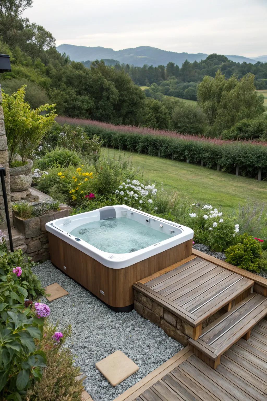 Combine gravel with decking for seamless integration.