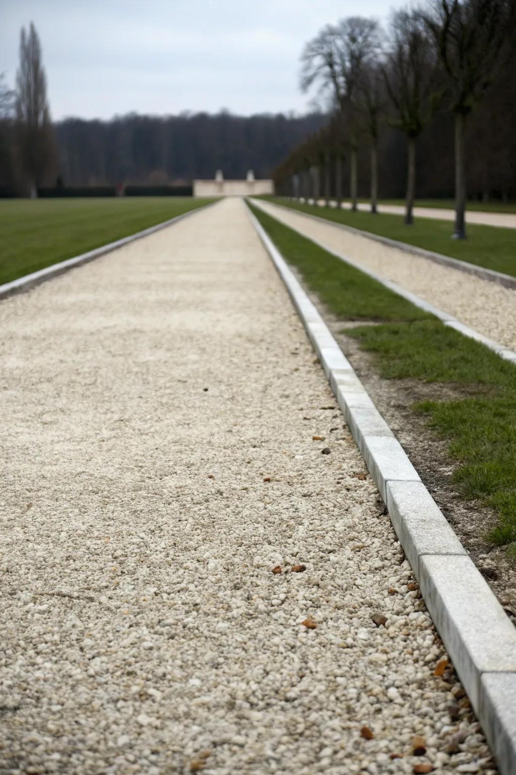 A minimalist gravel path that exudes calm and simplicity.