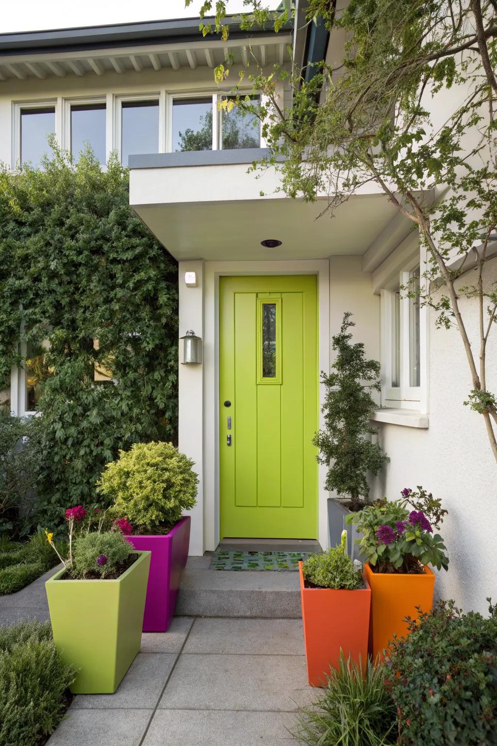 Lime green doors make a bold, playful statement.