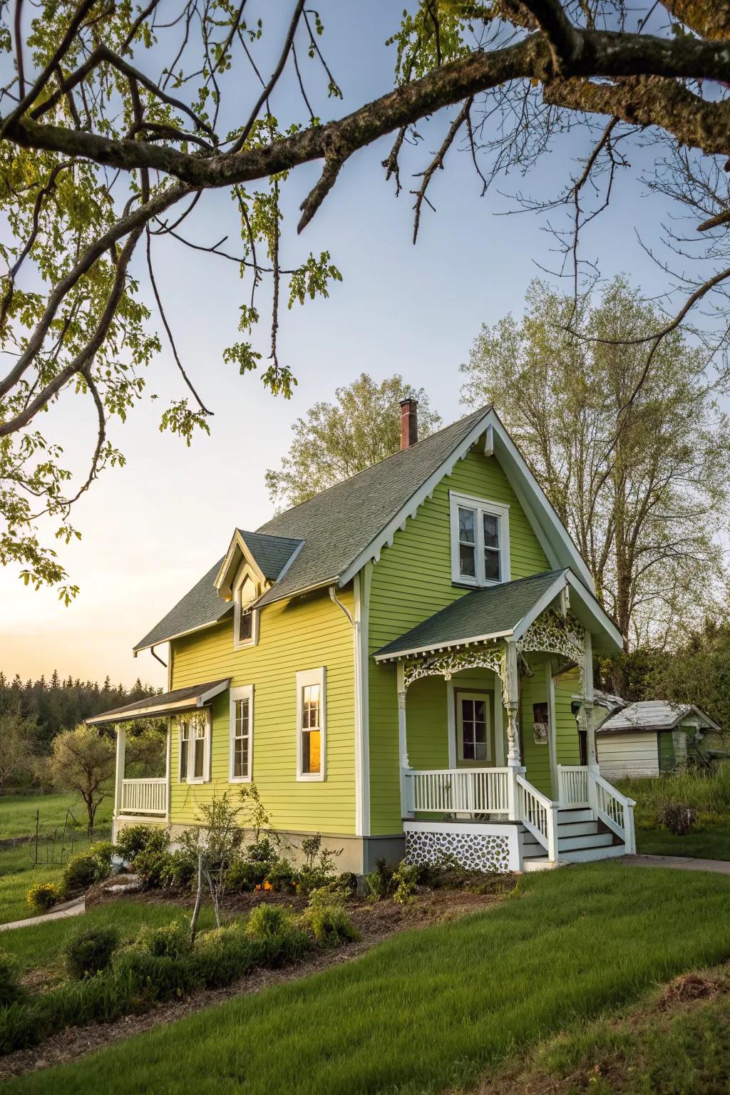Chartreuse exteriors offer a vibrant and playful touch to your home.