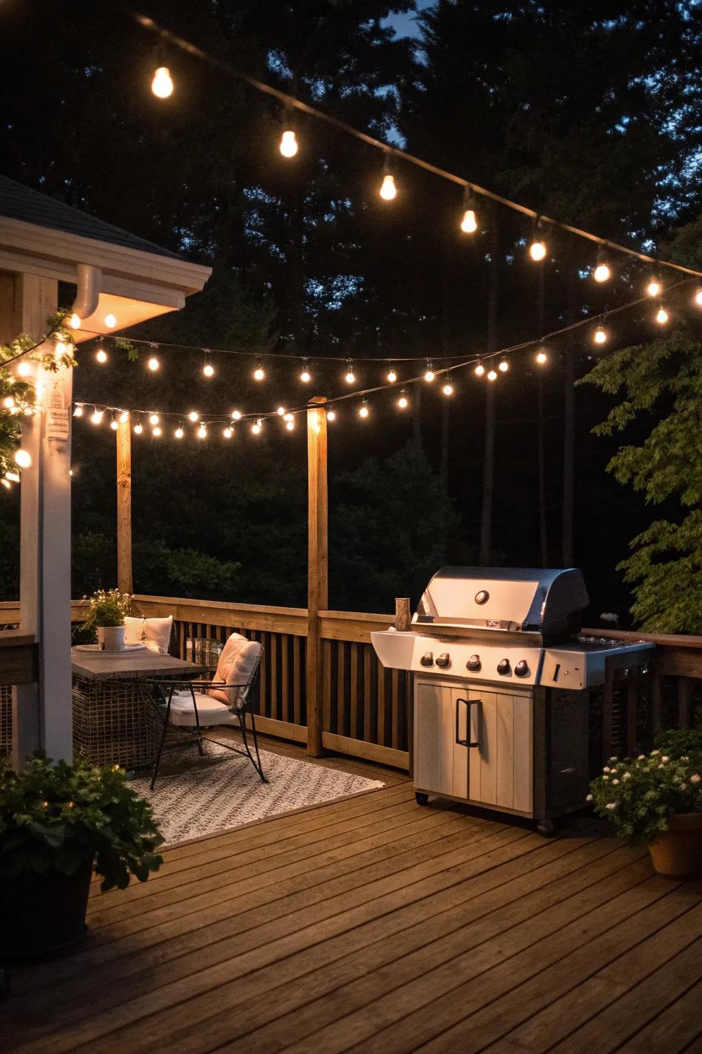 Enchant your guests with warm lighting for those evening cookouts.