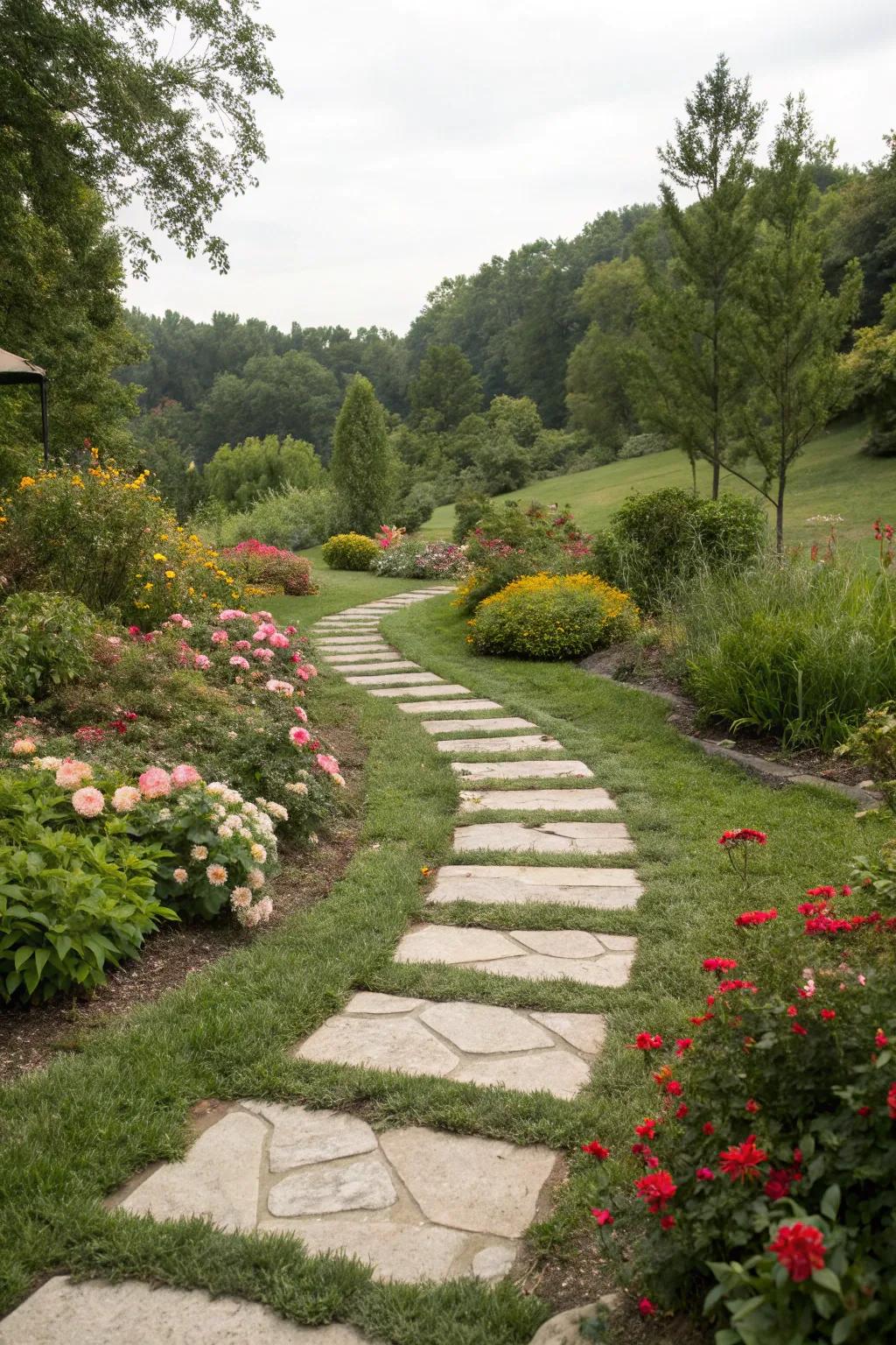 Stepping stones offer a charming and functional pathway in gardens.