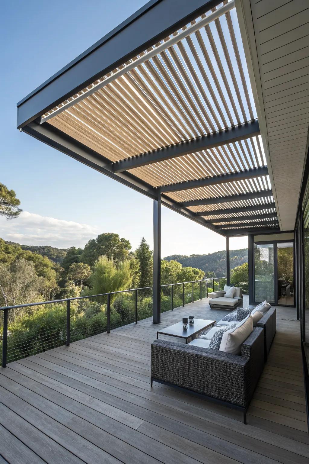 A louvered roof that lets you control your outdoor environment.