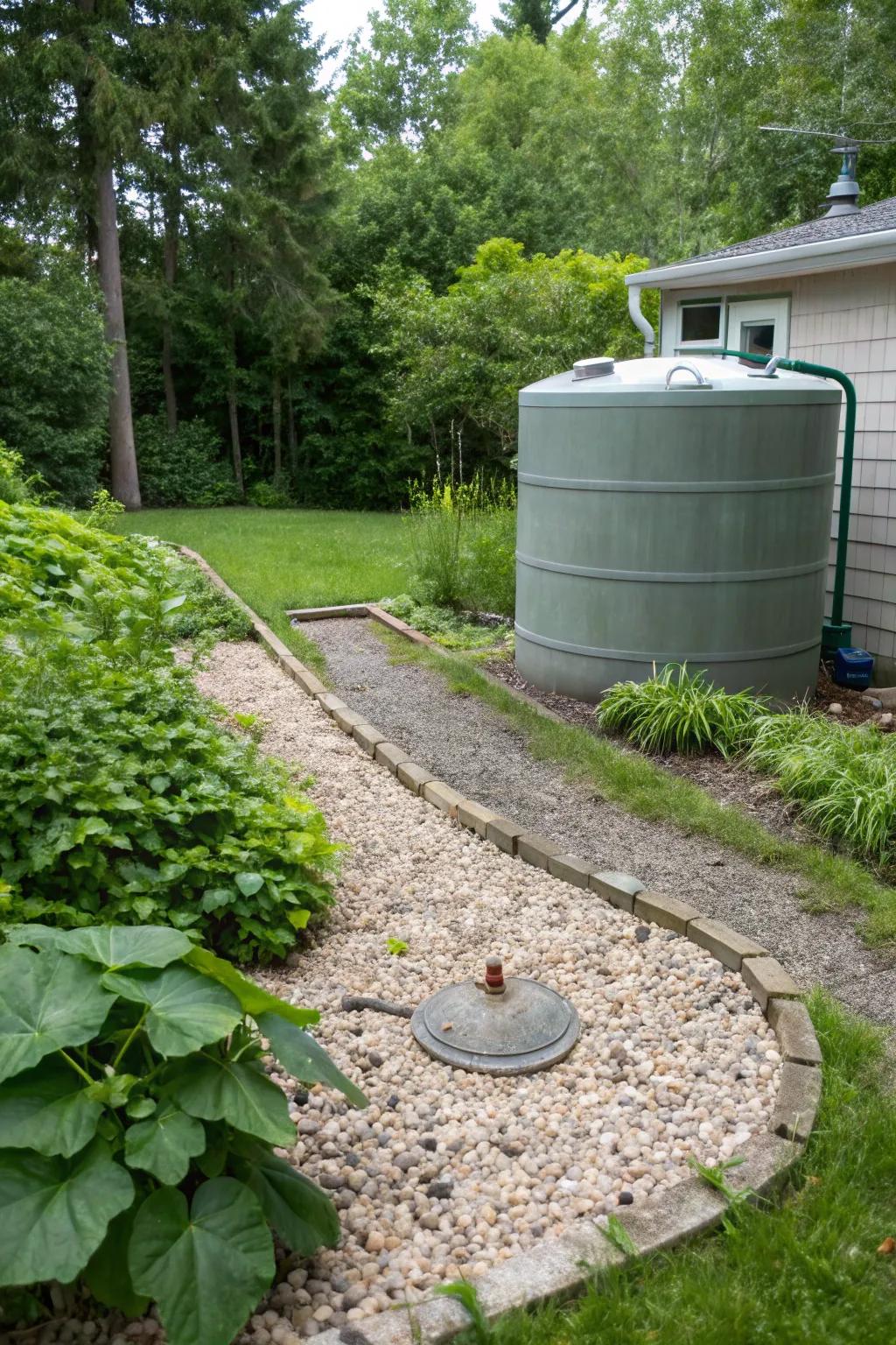 Gravel offers a clean, low-maintenance solution for hiding septic tank covers.