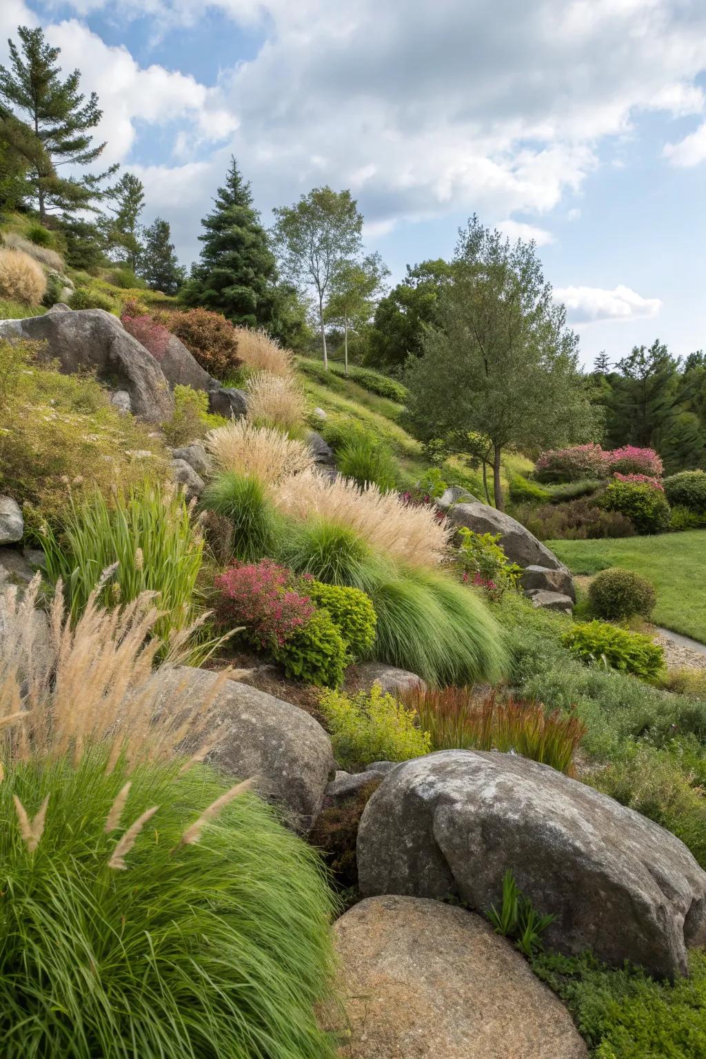 Natural rock features add texture and depth.