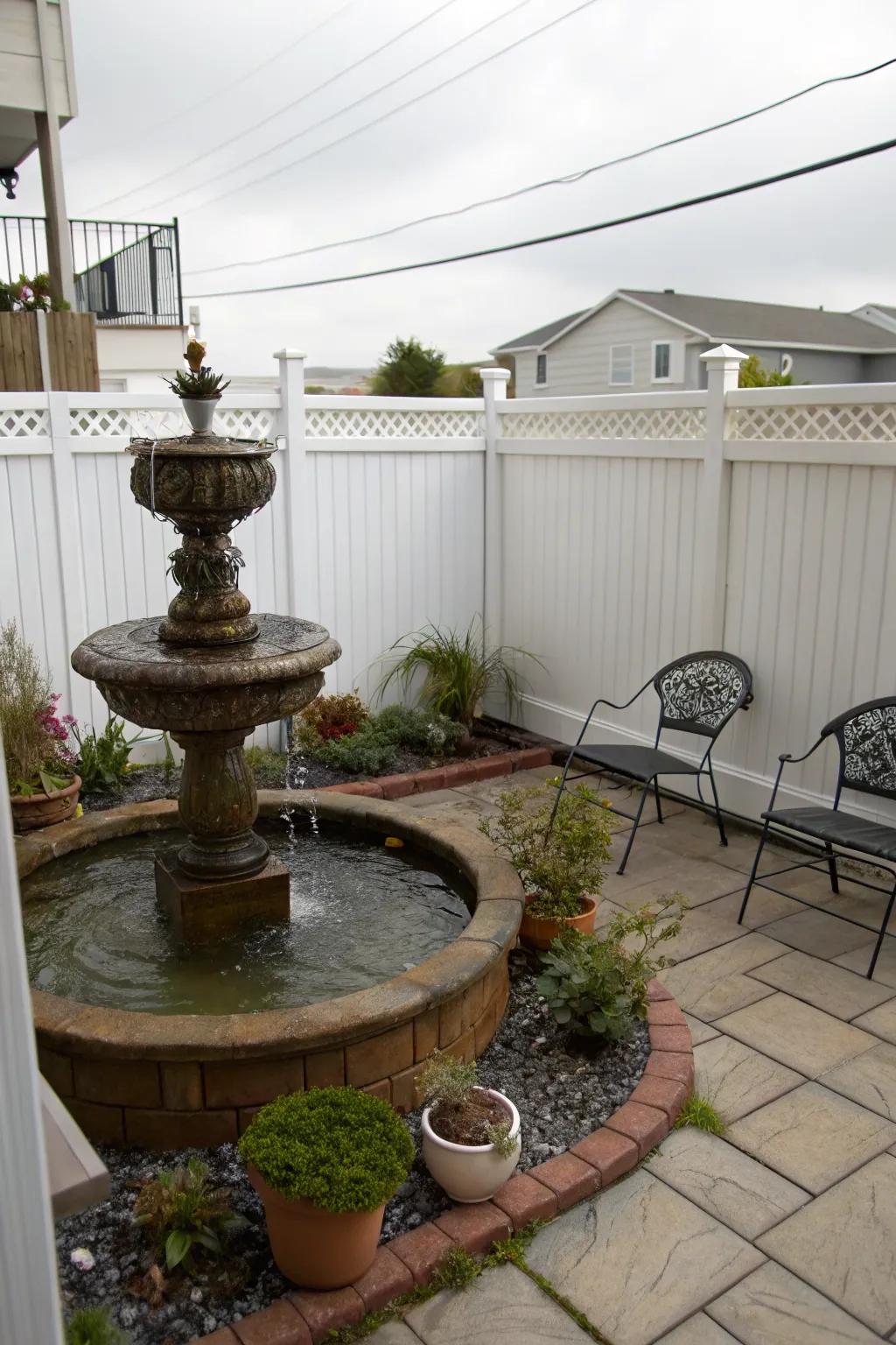 Miniature water features bring calmness to compact gardens.