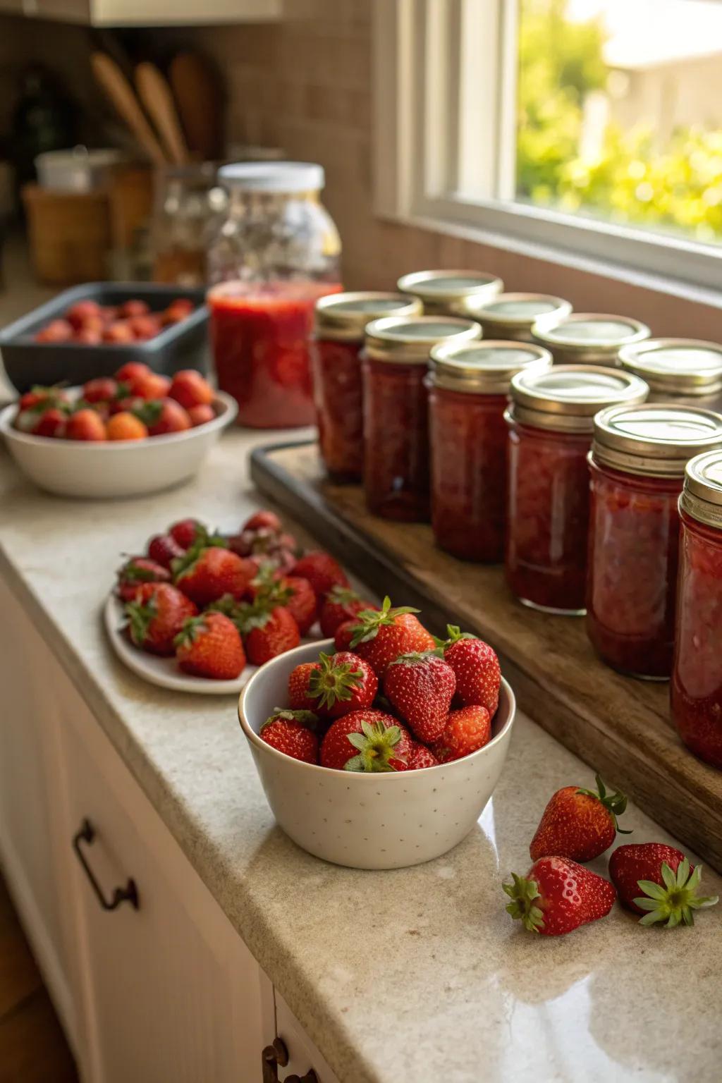 Sweet success: Homemade strawberry jam ready for sharing.