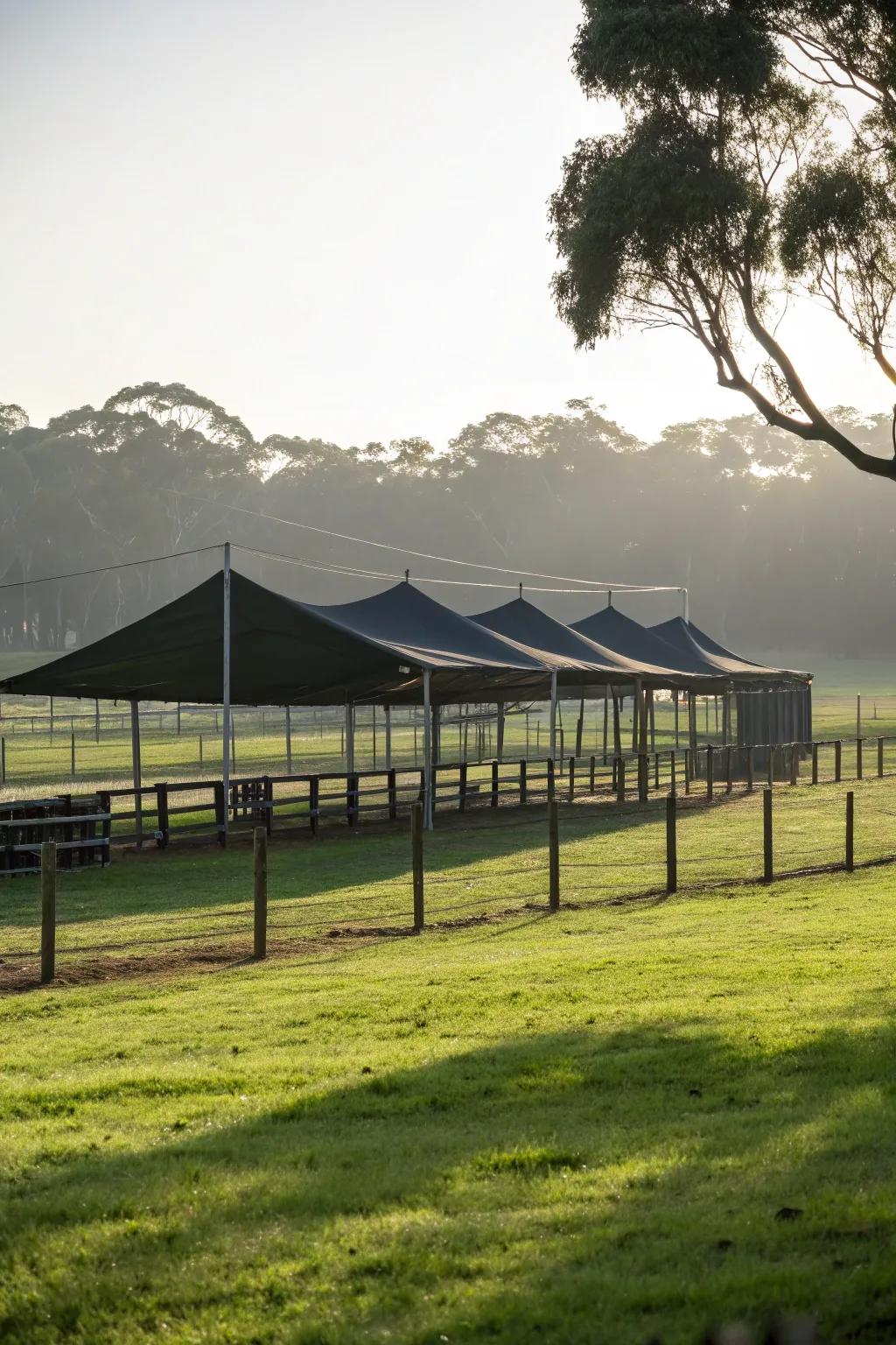 Durable canvas covers offering robust shade protection.