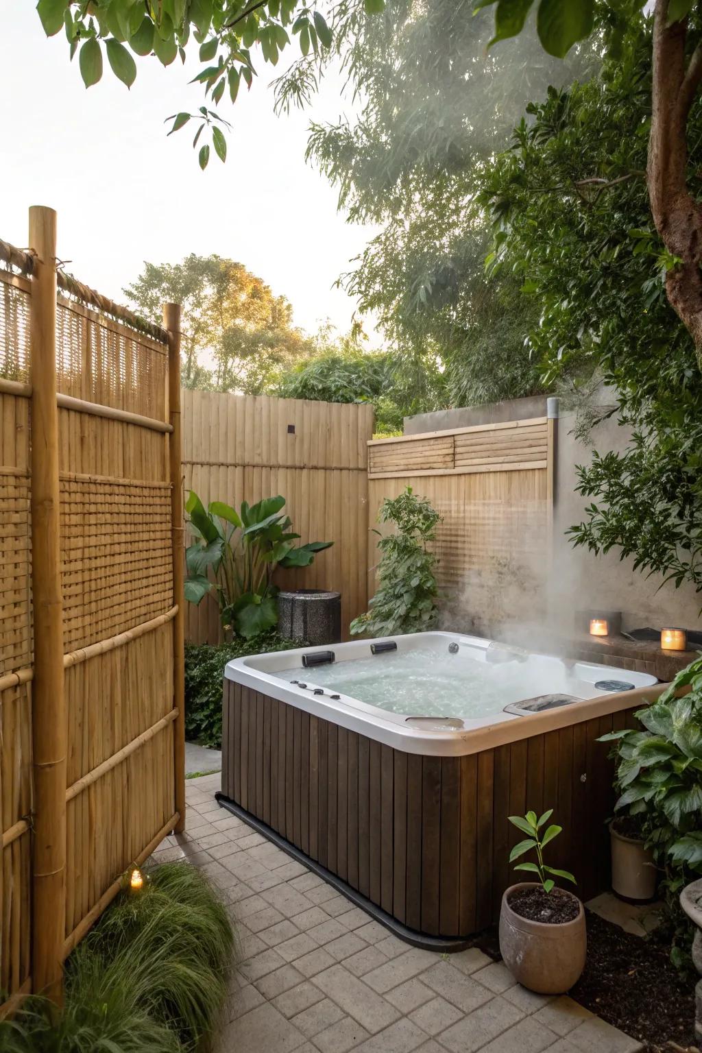 Privacy screens add seclusion and style to your hot tub space.