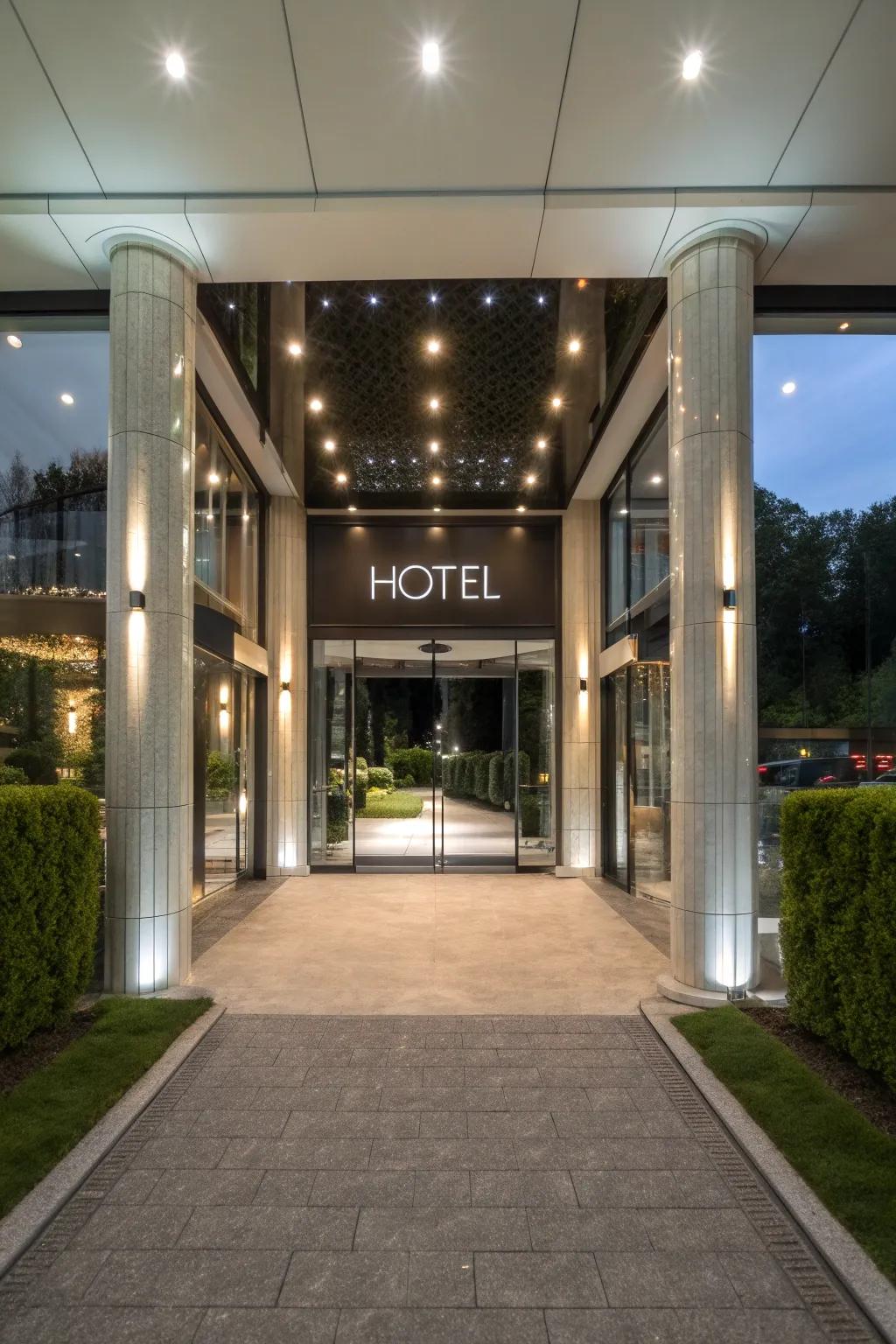 Lighting and signage create an inviting atmosphere and improve navigation.