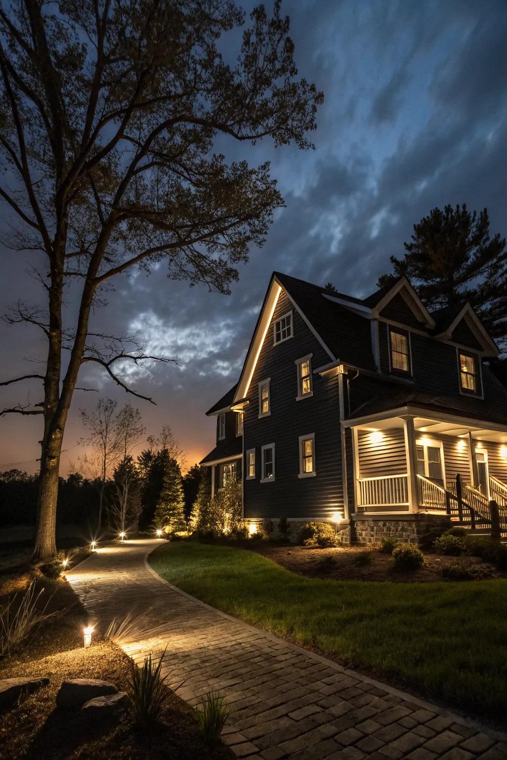 Dark siding creates a bold, dramatic statement.
