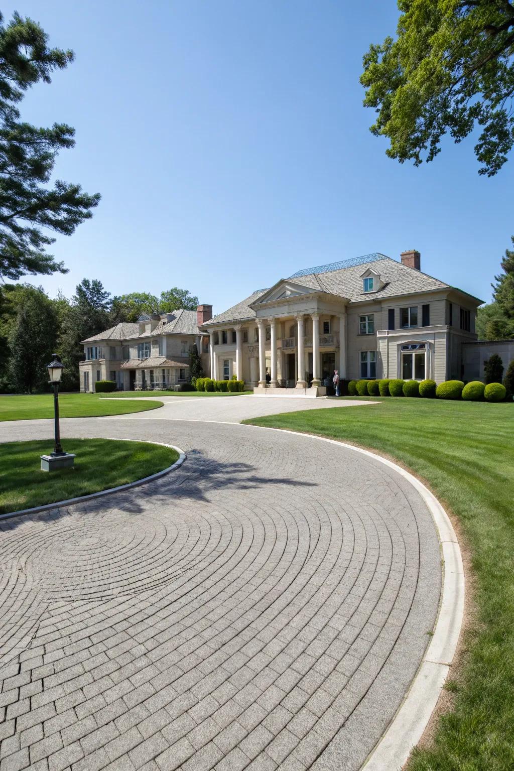 A grand circular driveway offering elegance and functionality.