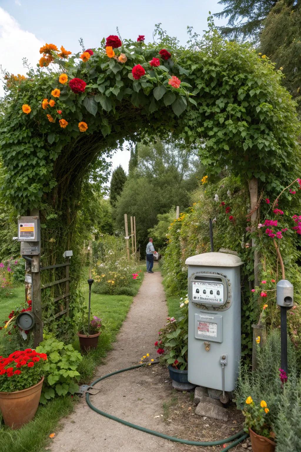 Garden art installations can make a statement while hiding a gas meter.