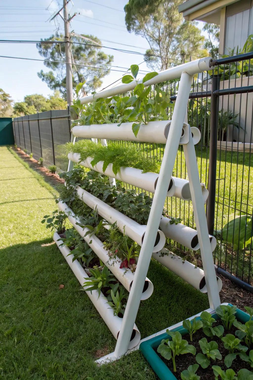 An A-frame system maximizes space and style in hydroponics.