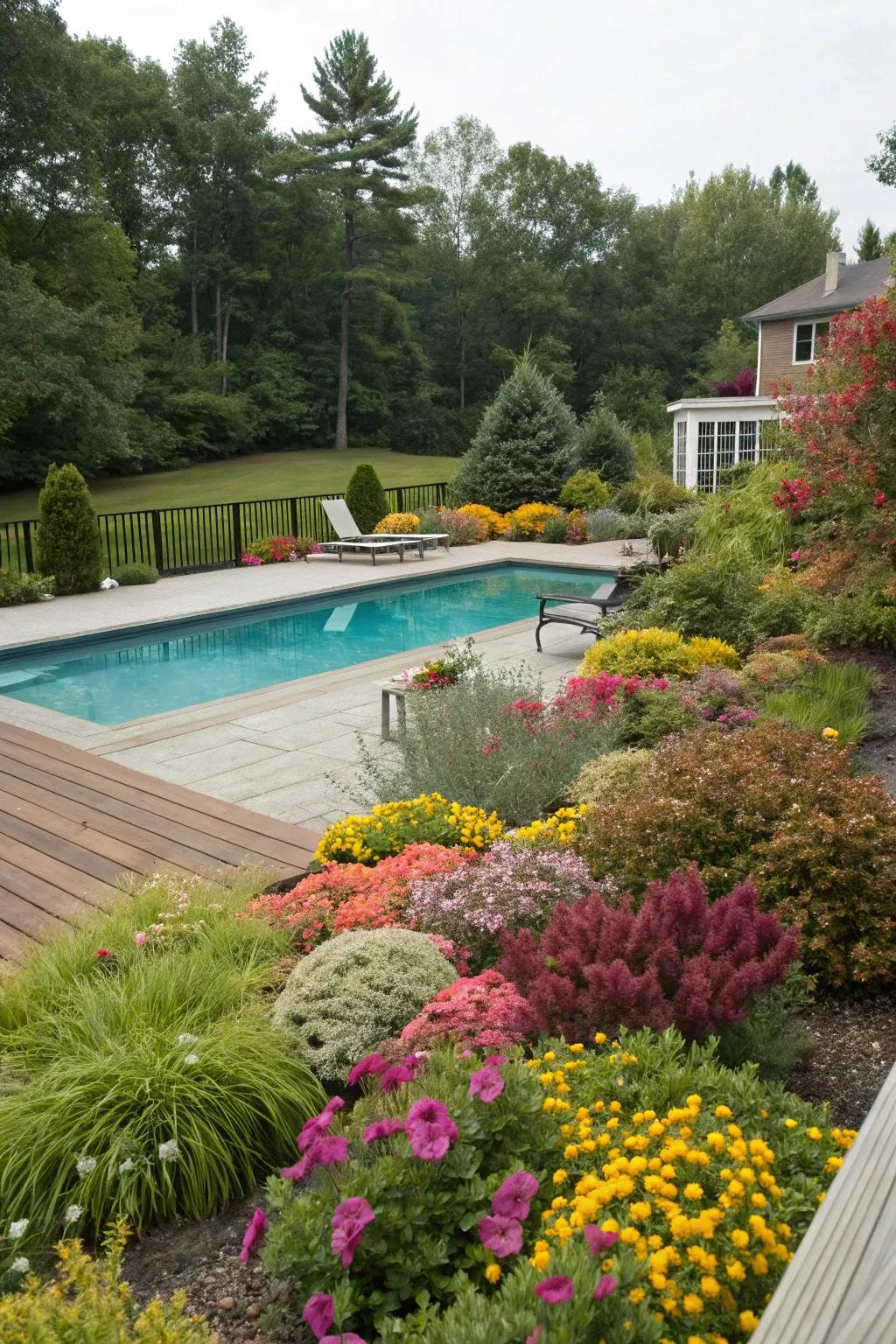 Bring nature closer with vibrant landscaping around your pool.
