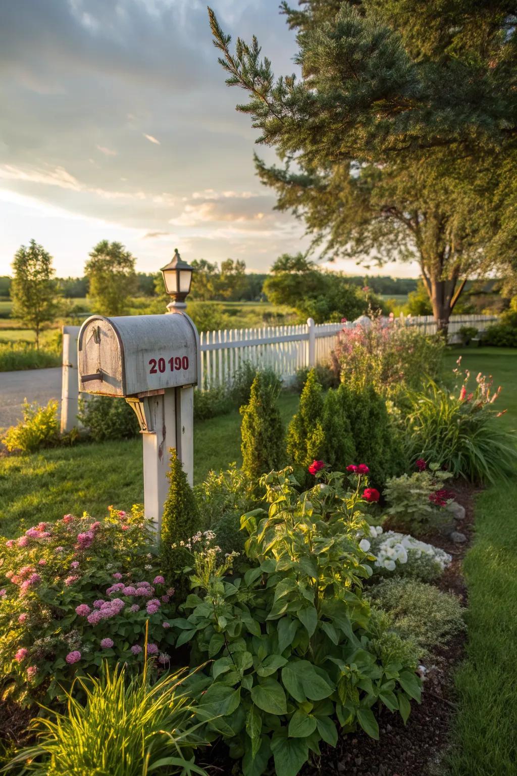 Evergreens and perennials ensure your mailbox garden looks great all year.