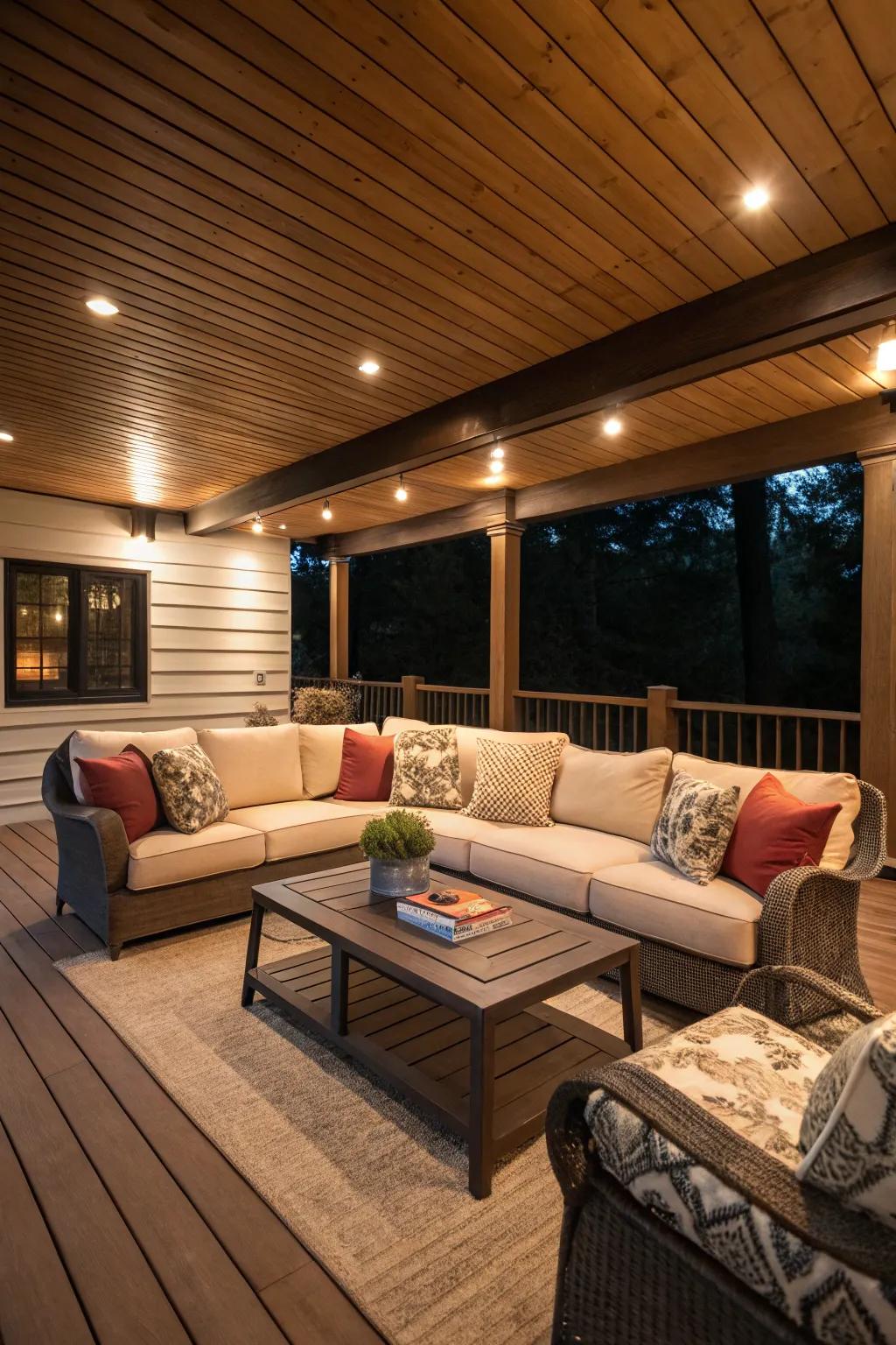 Unwind in a relaxing lounge area beneath your deck.