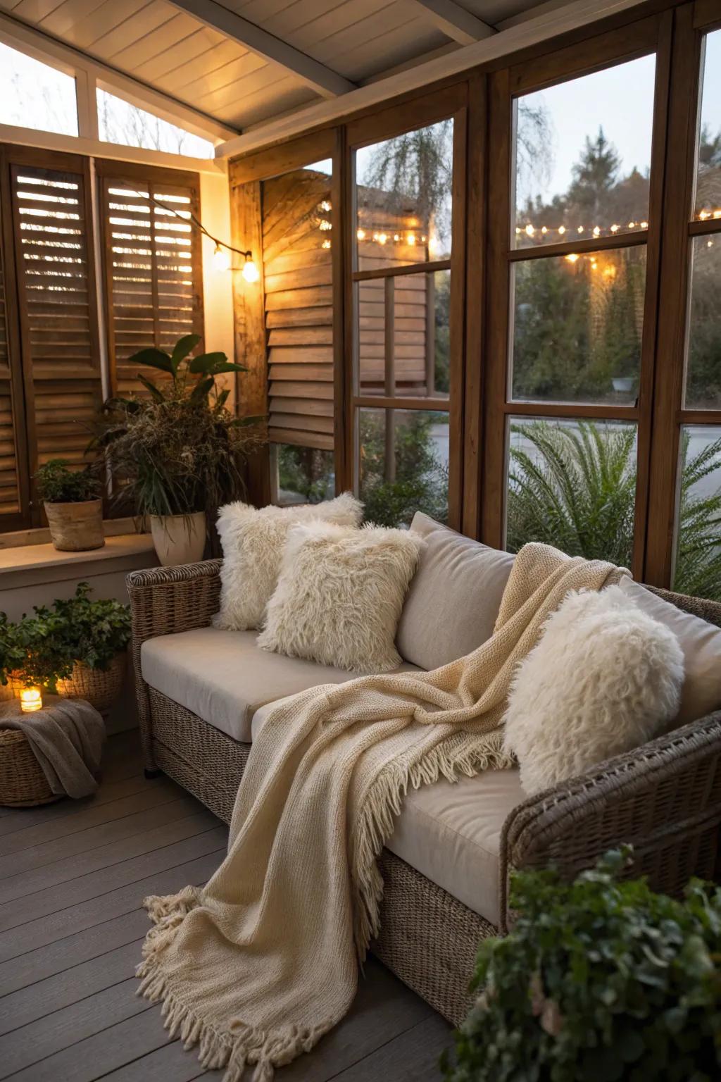 A cozy nook with inviting seating and soft textiles.
