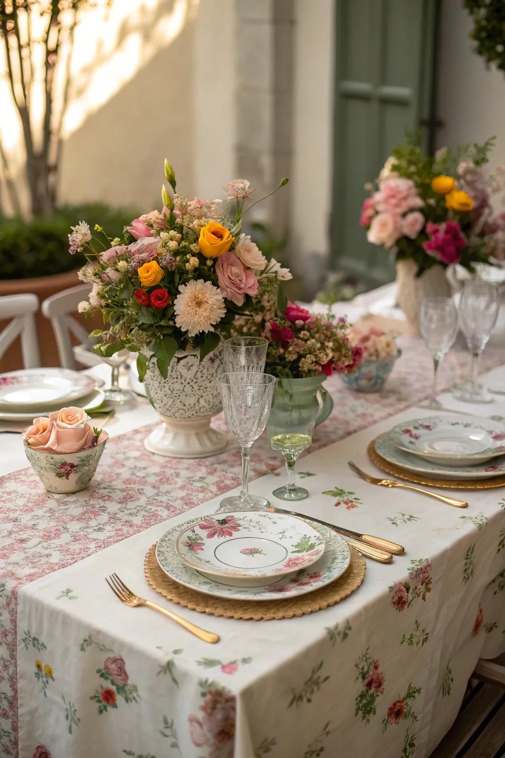 Elegant table settings that reflect the beauty of a garden.