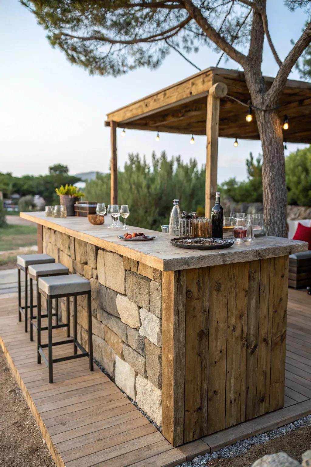 Natural materials add warmth and blend seamlessly with outdoor settings.