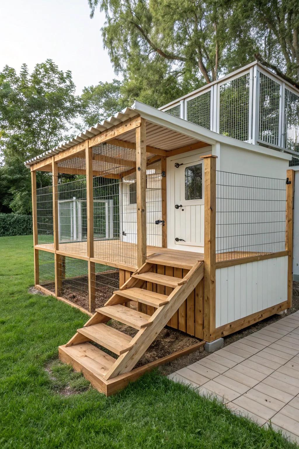 An elevated kennel ensuring dry conditions for your pet.