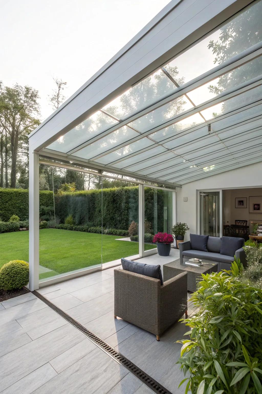 Clear vinyl panels combine style and protection.