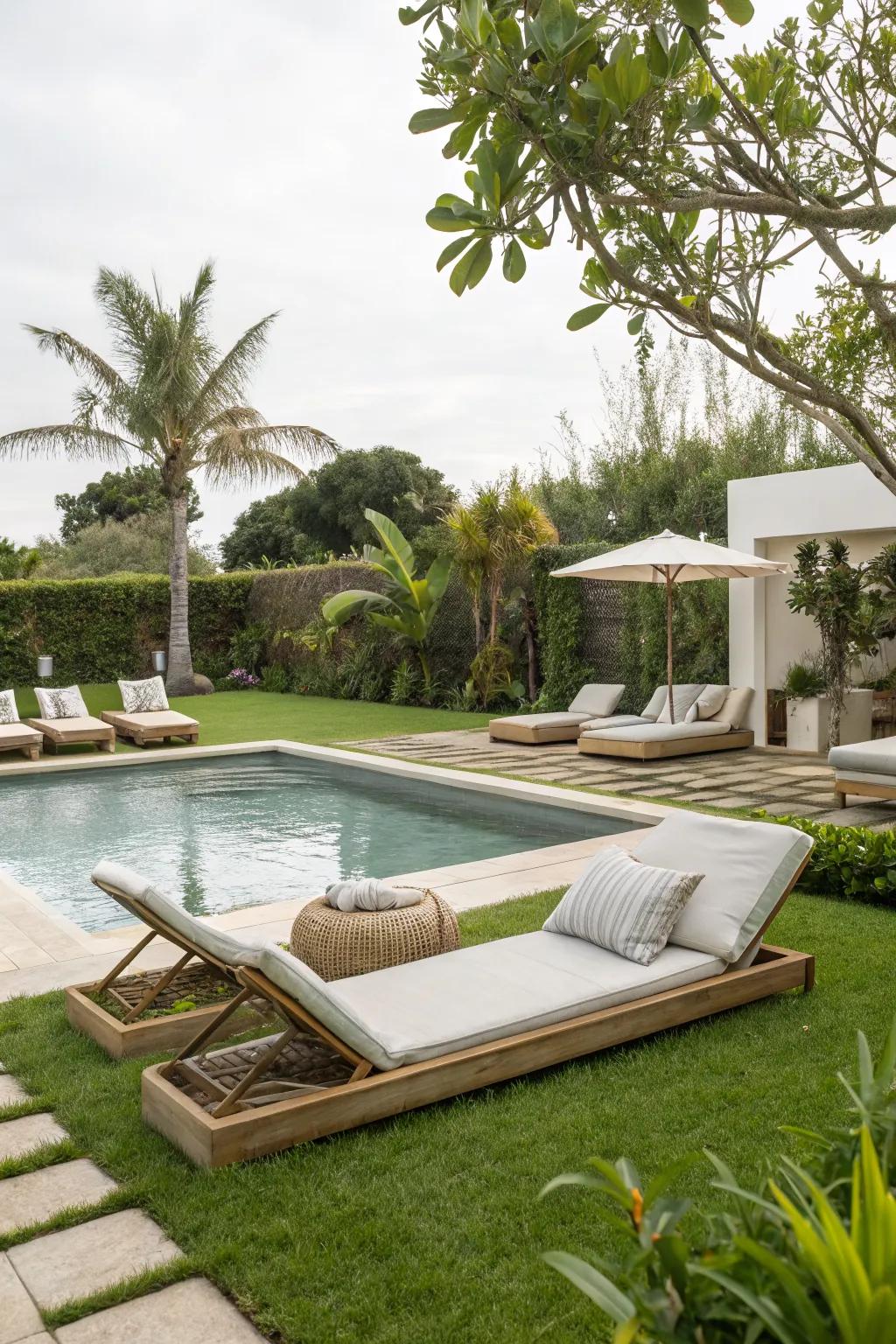 Outdoor furniture enhances relaxation around your pool.