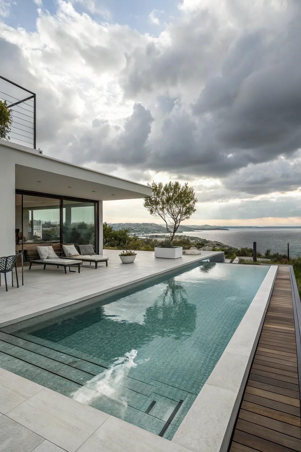 Modern elegance defines this semi-inground pool.