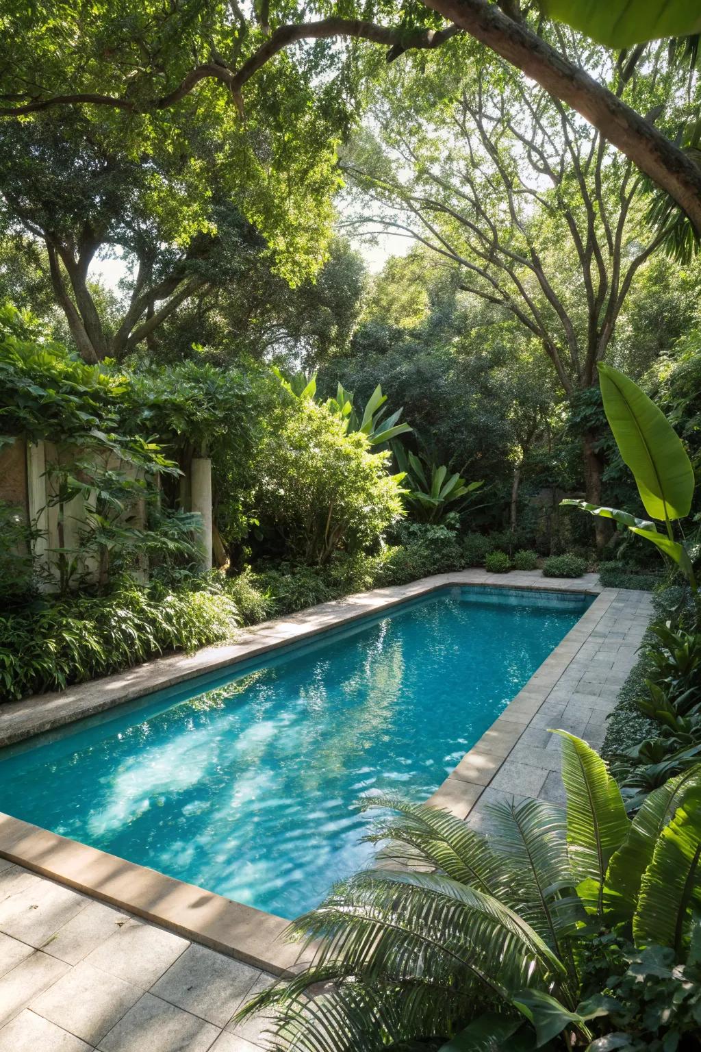 An inground pool beautifully complemented by surrounding greenery.