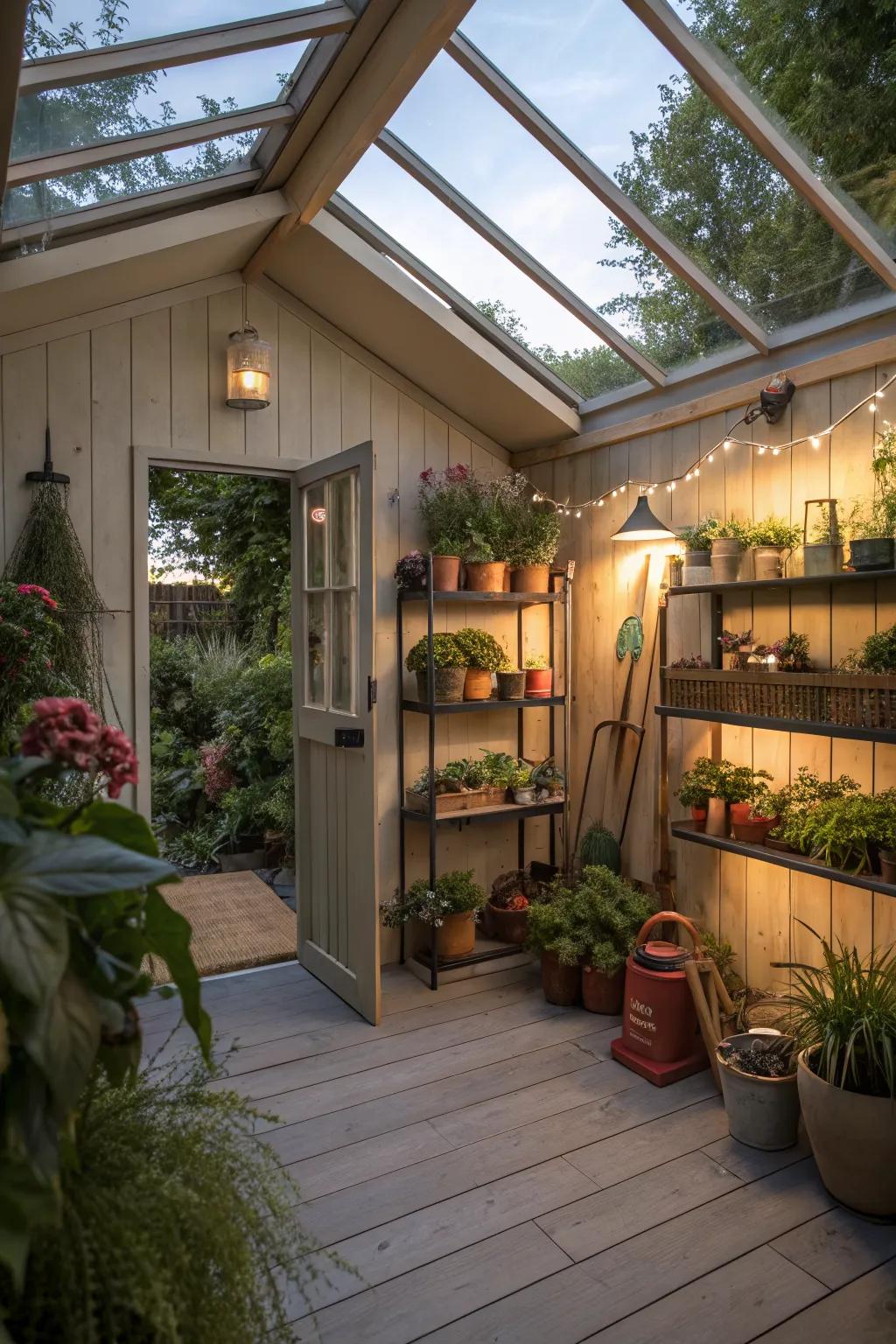 Let the sunshine in with a skylight that brightens up your garden shed.