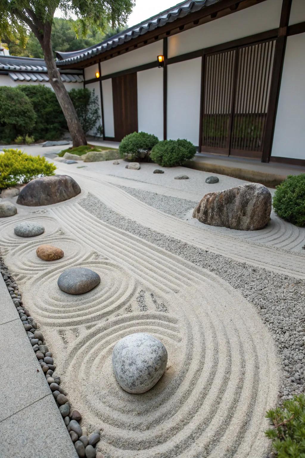 Zen garden designs bring peace and simplicity to outdoor spaces.