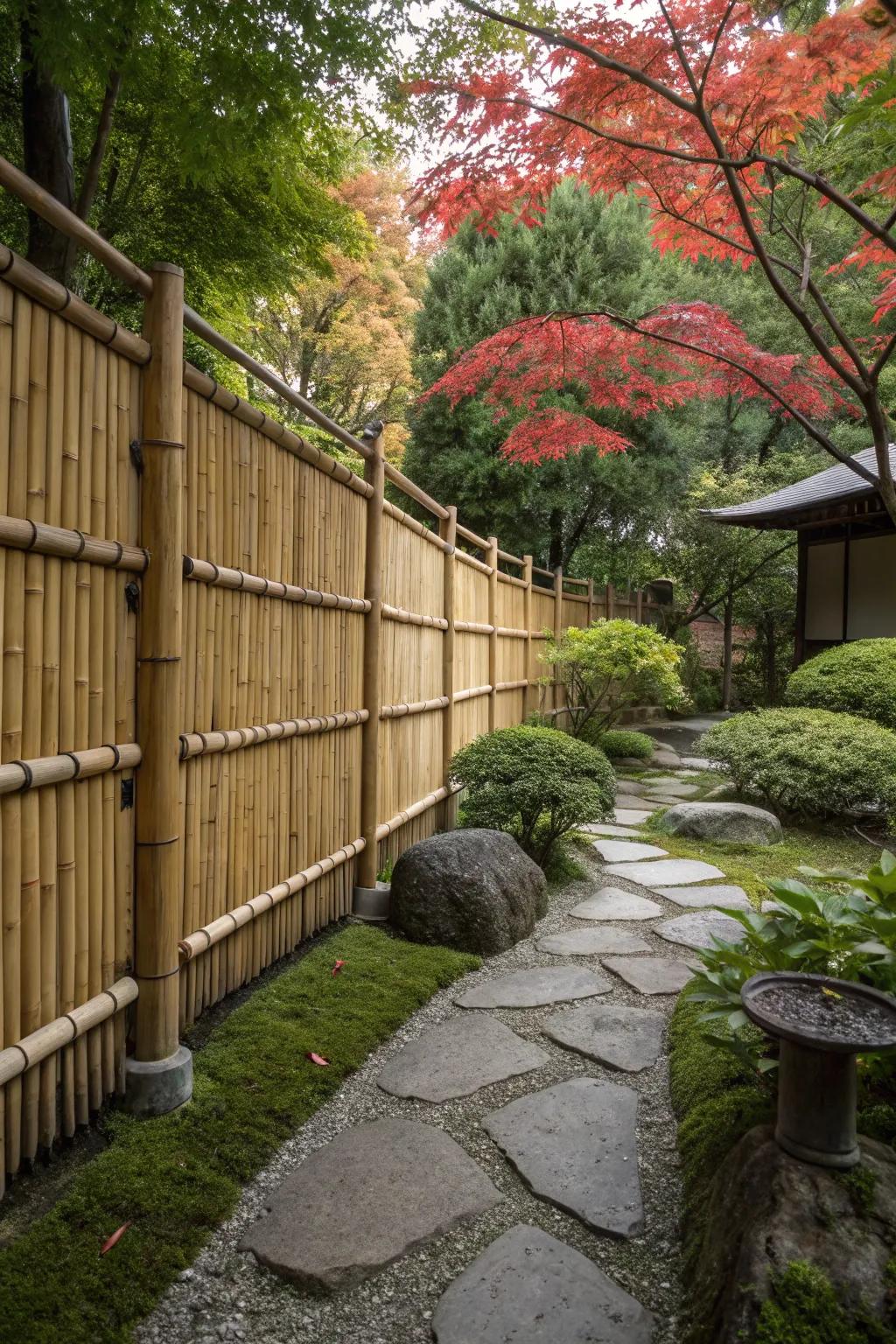 Bamboo adds height and a natural, elegant touch to garden designs.