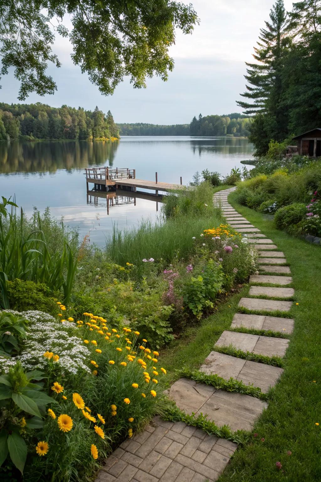 Enhance accessibility with a path or dock leading directly to the lake.