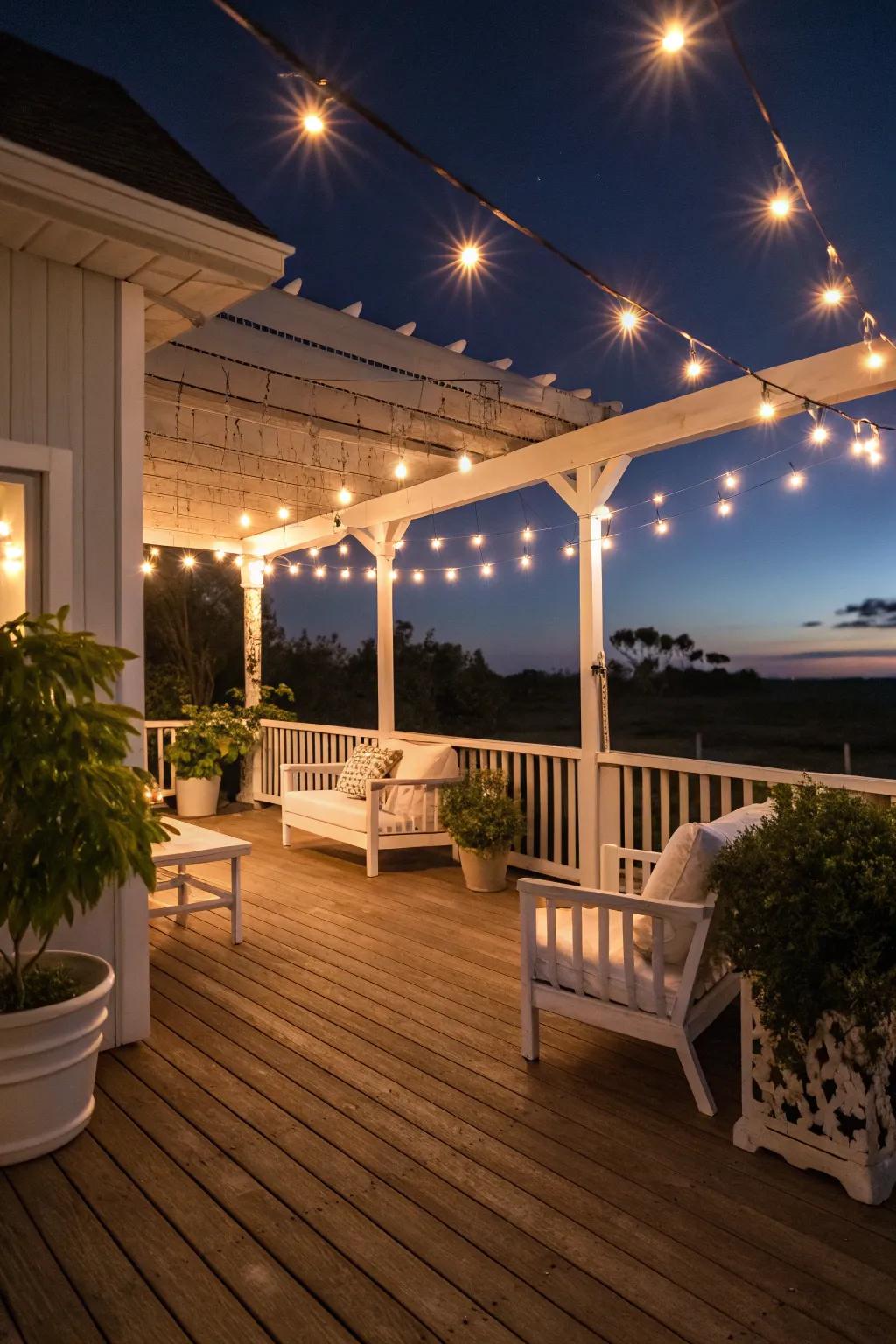String lights add a magical ambiance to your lanai.