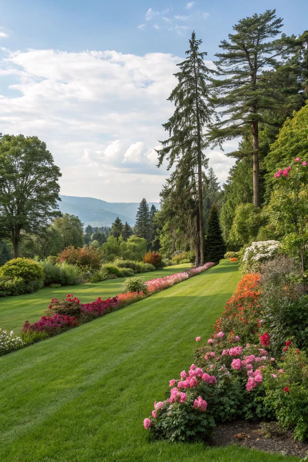 A well-maintained lawn ties together various landscape elements.