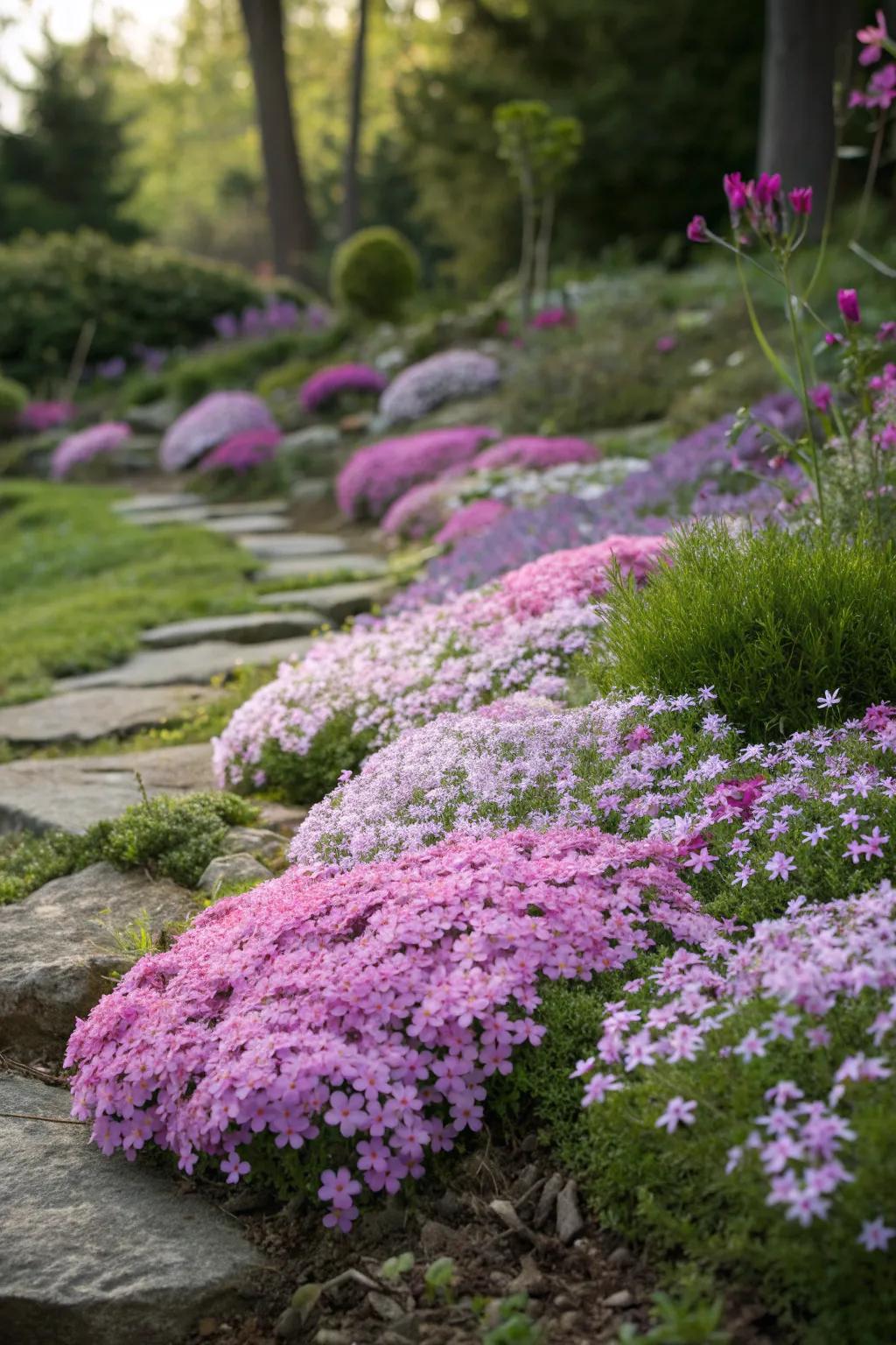 Moss Phlox creates a classic and colorful ground cover.