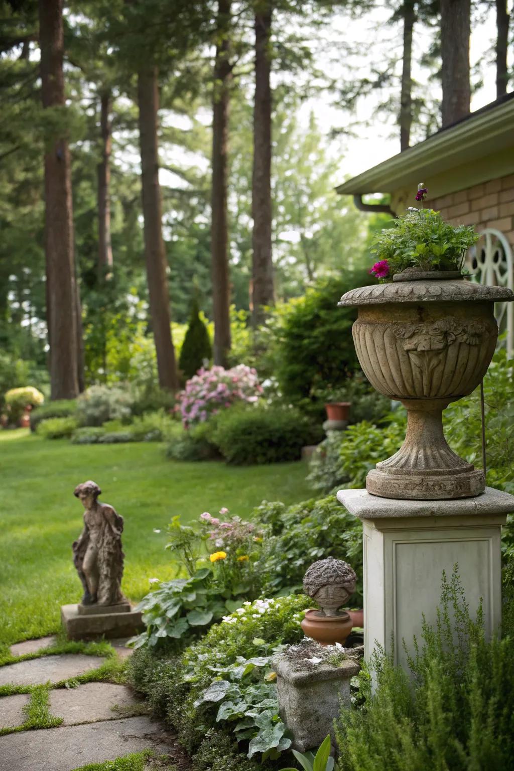 Decorative elements personalize and enhance your garden.