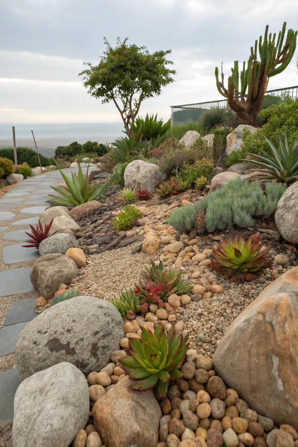 A modern rock garden adding texture to the yard.