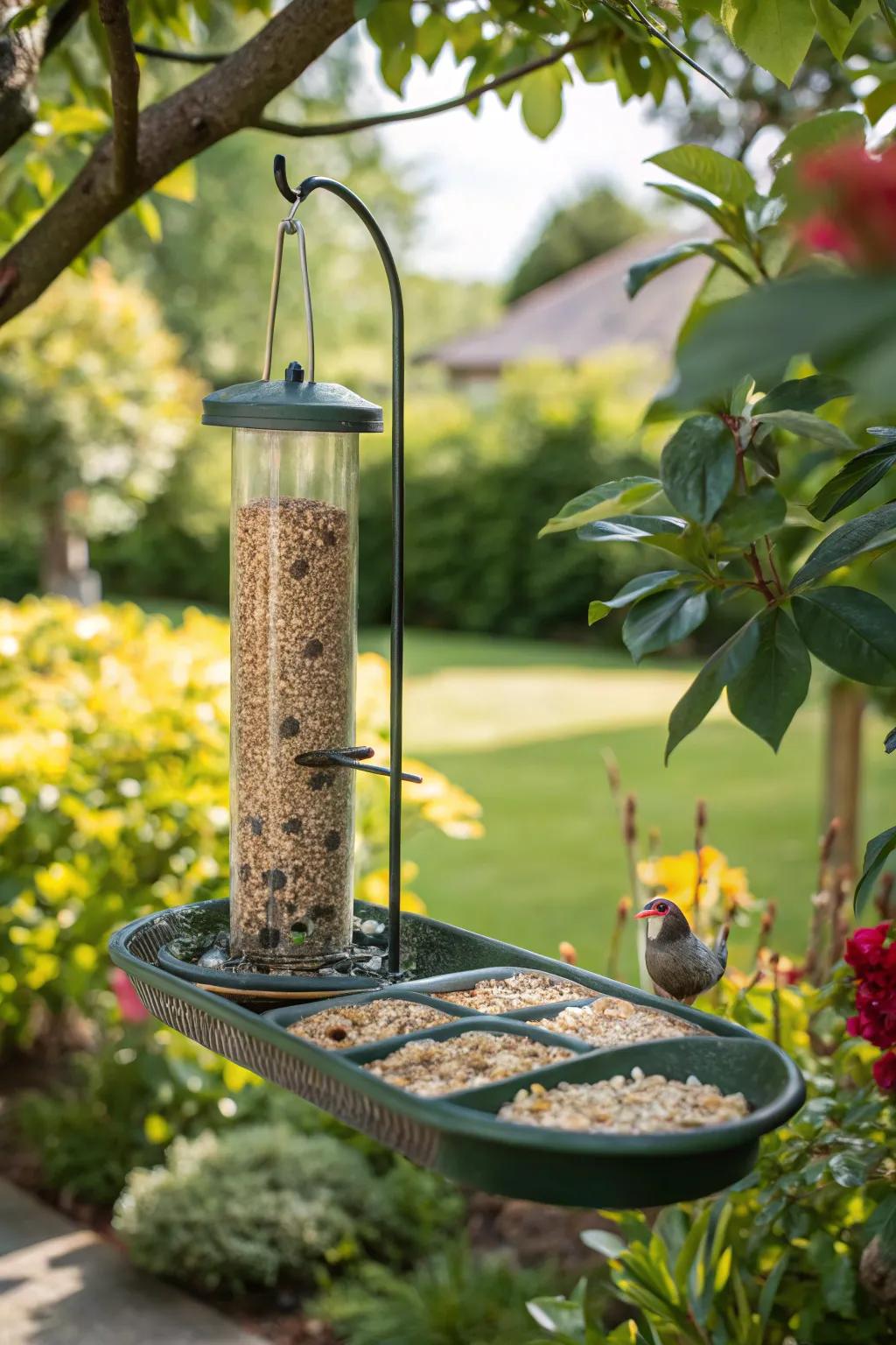 Catch trays help keep the area under bird feeders clean and organized.