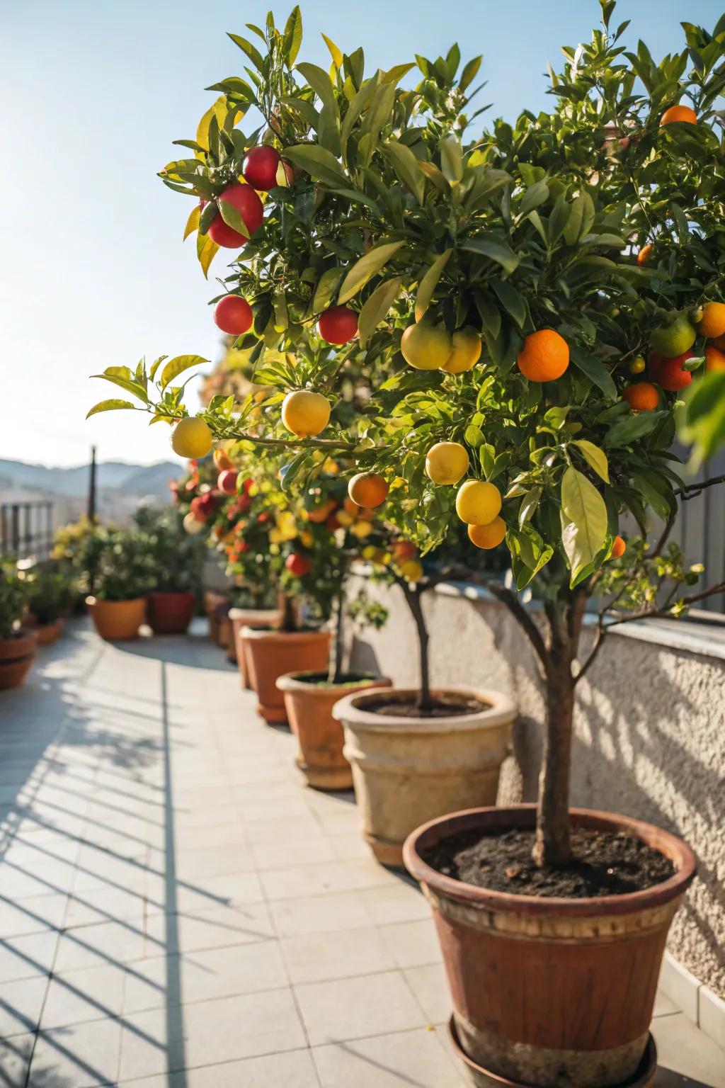 Perfect for small spaces: potted fruit trees on your patio.