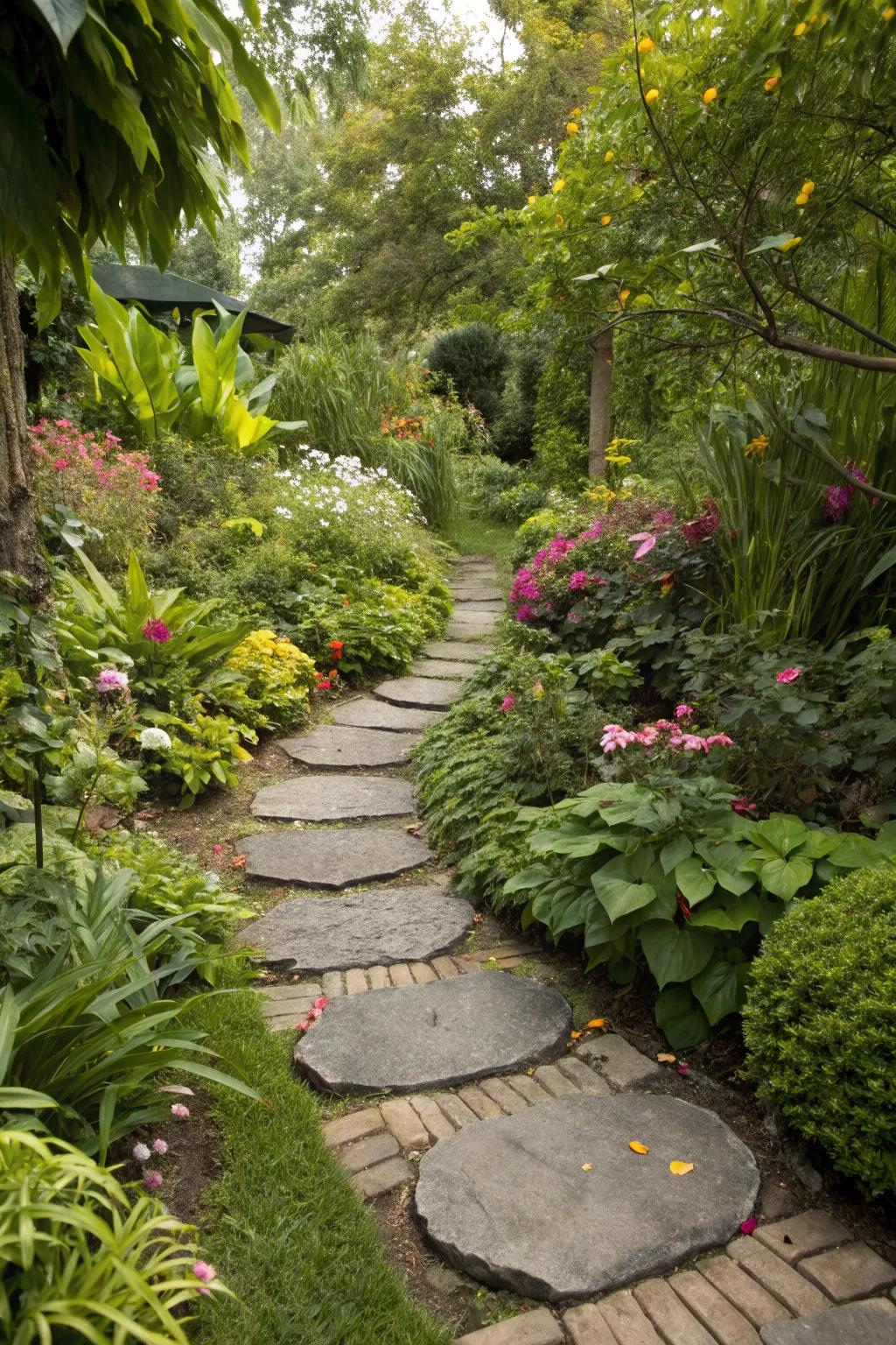 Eco-friendly and durable recycled rubber stepping stones.