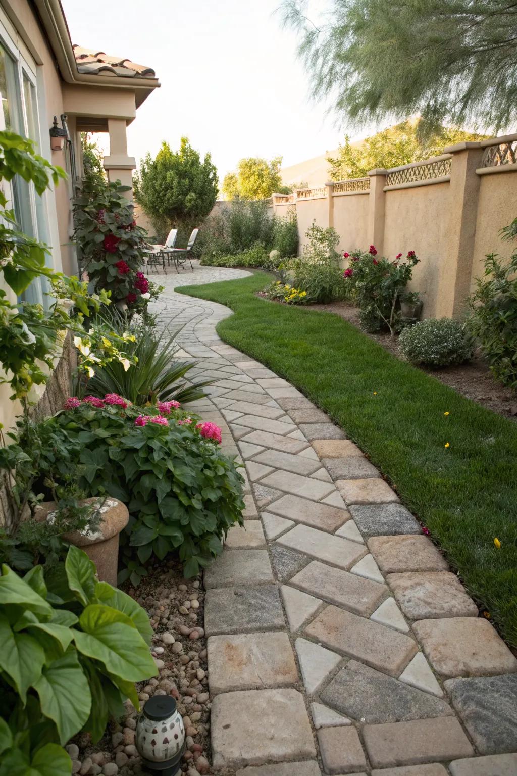 Stone pavers define walkways and add elegance to your backyard.