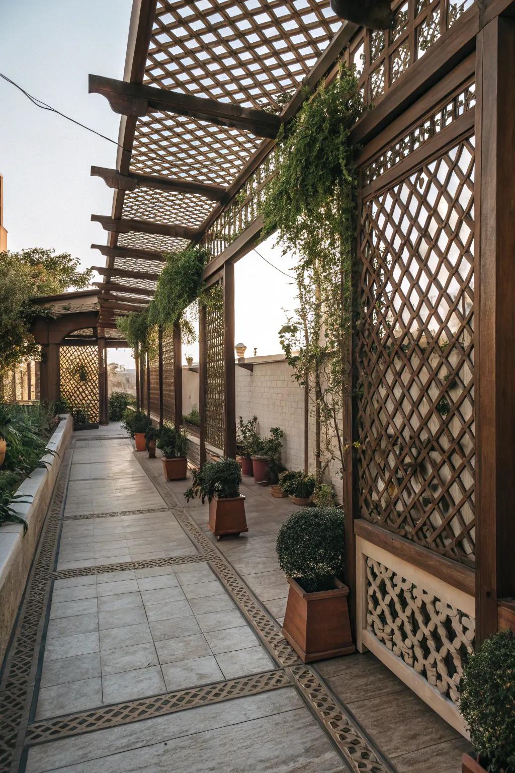 Lattice adds a charming touch to any patio or deck space.