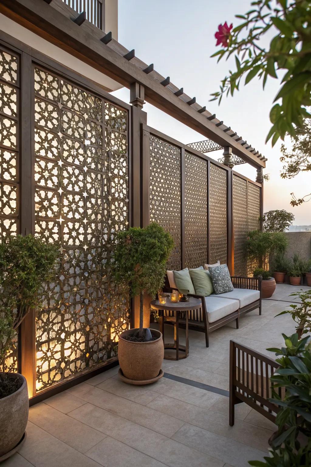 Create intimate spaces with stylish lattice panels.