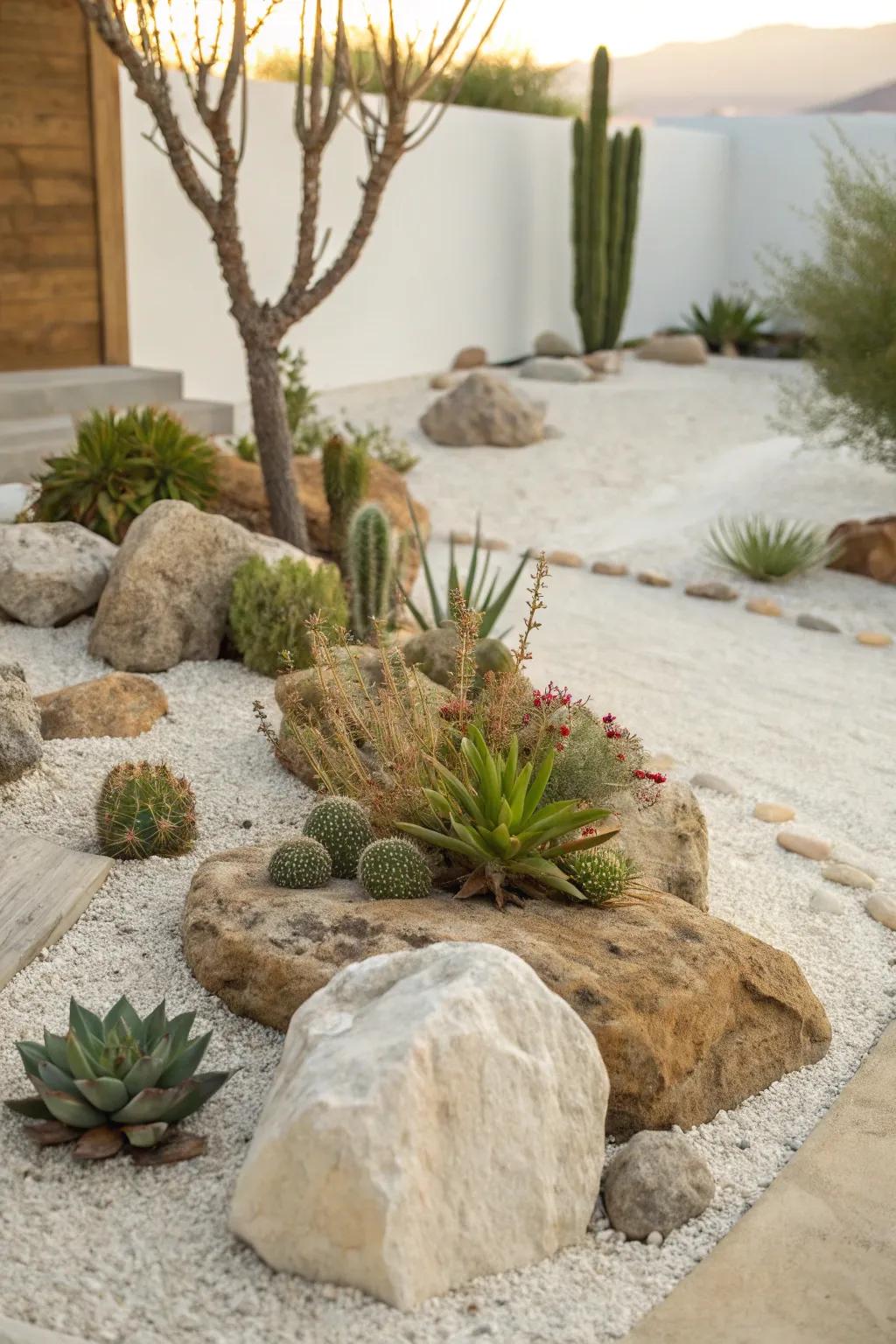 Limestone complements this minimalist desert landscape beautifully.