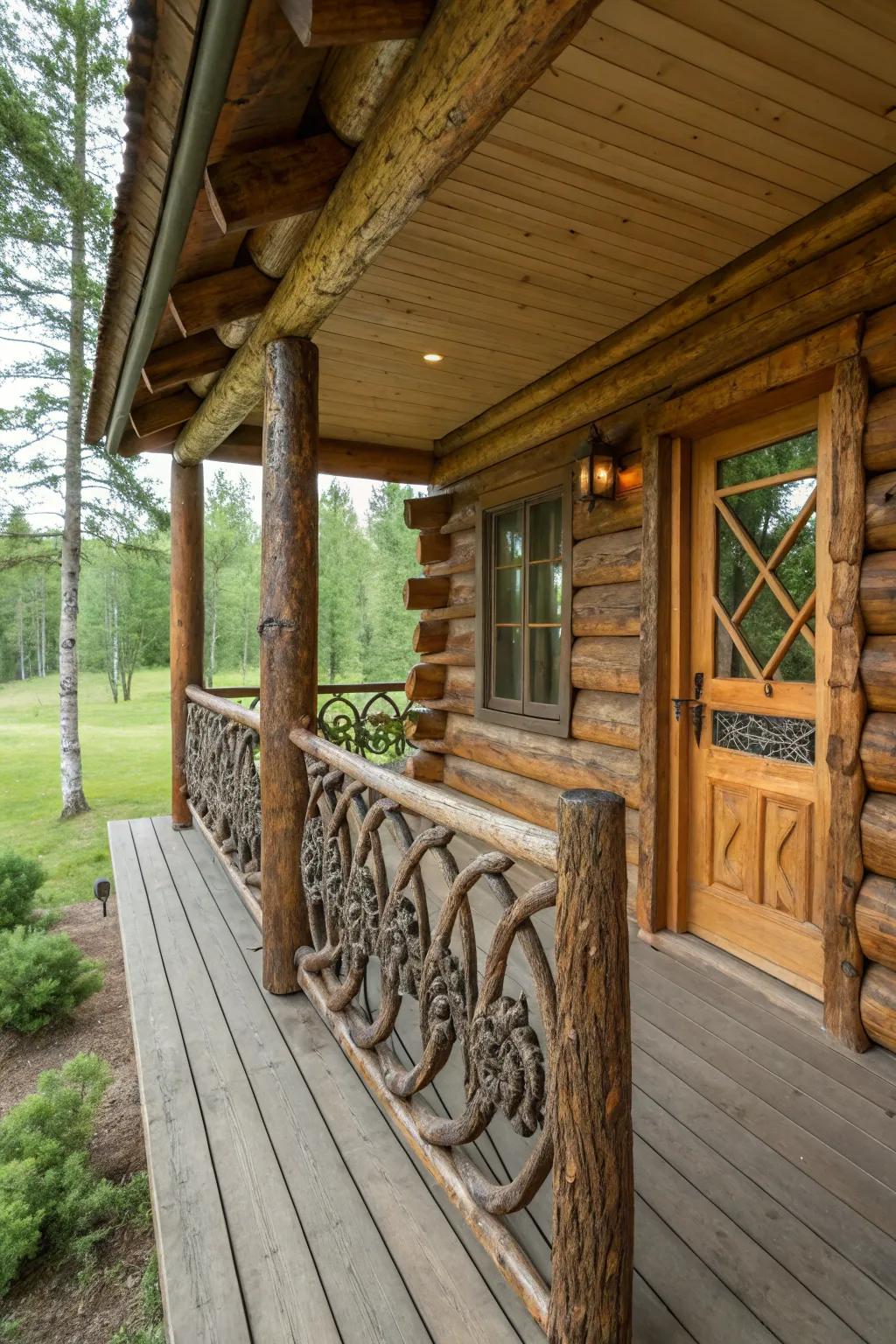 Ornamental railings add character and charm to the porch.